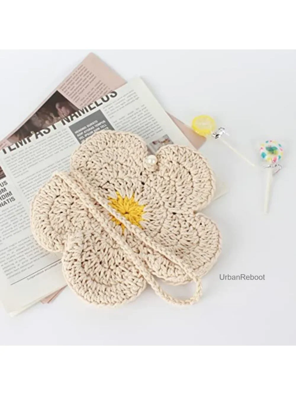 Girls Crossbody Shoulder Bag Knitted Cotton Strawberry Purse Fashion Handbag